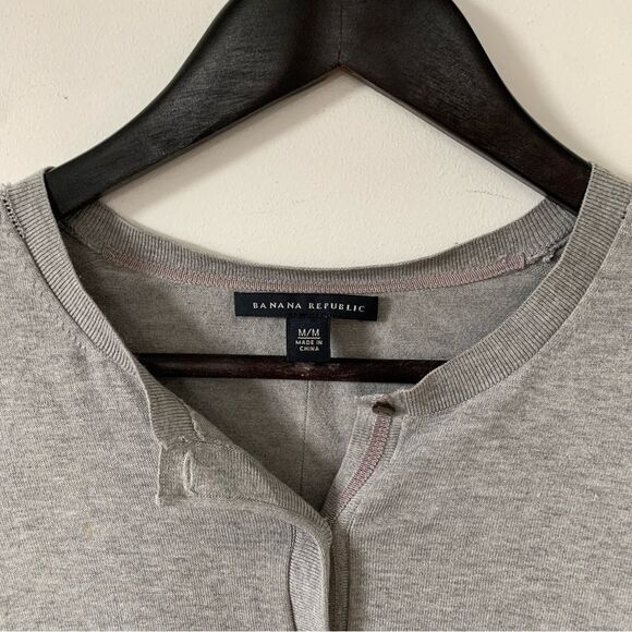 Banana Republic Grey Silk Blend Pearlized Button Cardigan Sweater - Picture 6 of 6